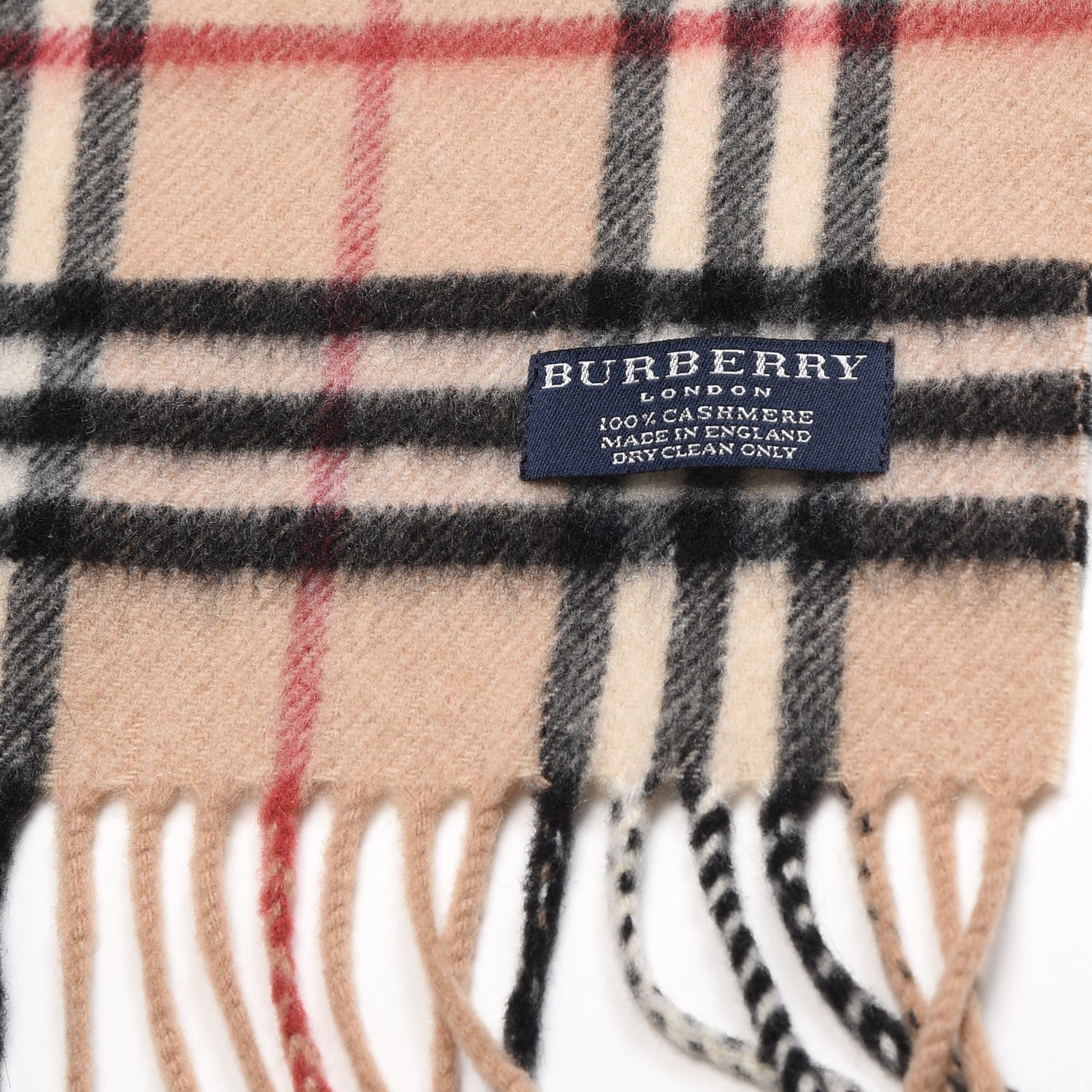 Burberry Cashmere Nova Check Fringe Scarf Camel 4 of 4