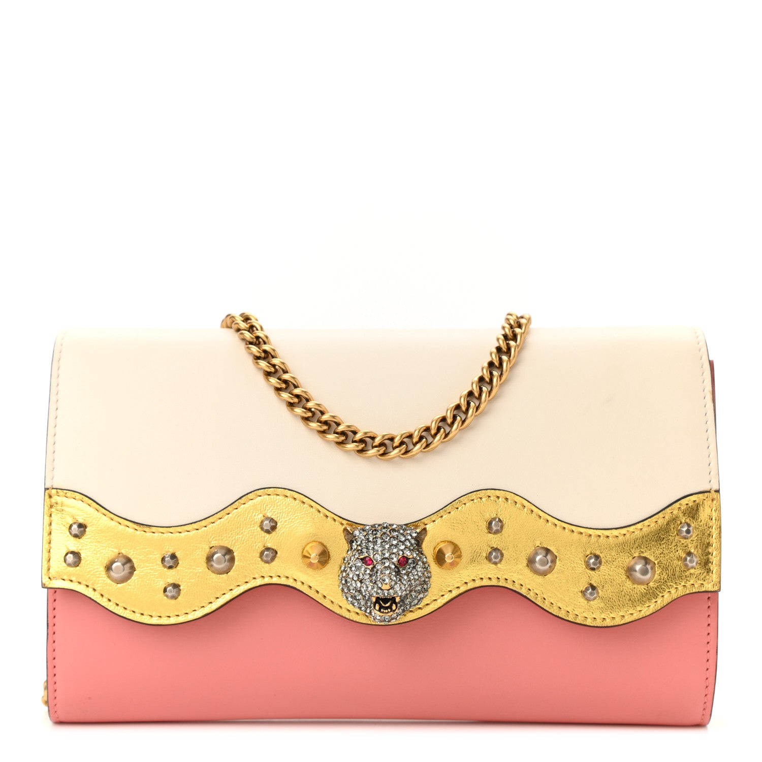 Gucci Calfskin Animalier Broadway Clutch Pink 1 of 10