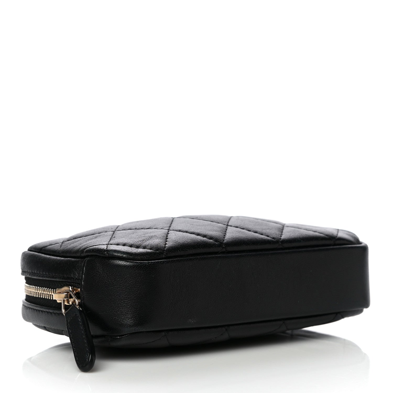 Chanel Lambskin Quilted Small Curvy Pouch Cosmetic Case Black 4 of 13