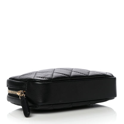 Chanel Lambskin Quilted Small Curvy Pouch Cosmetic Case Black 4 of 13