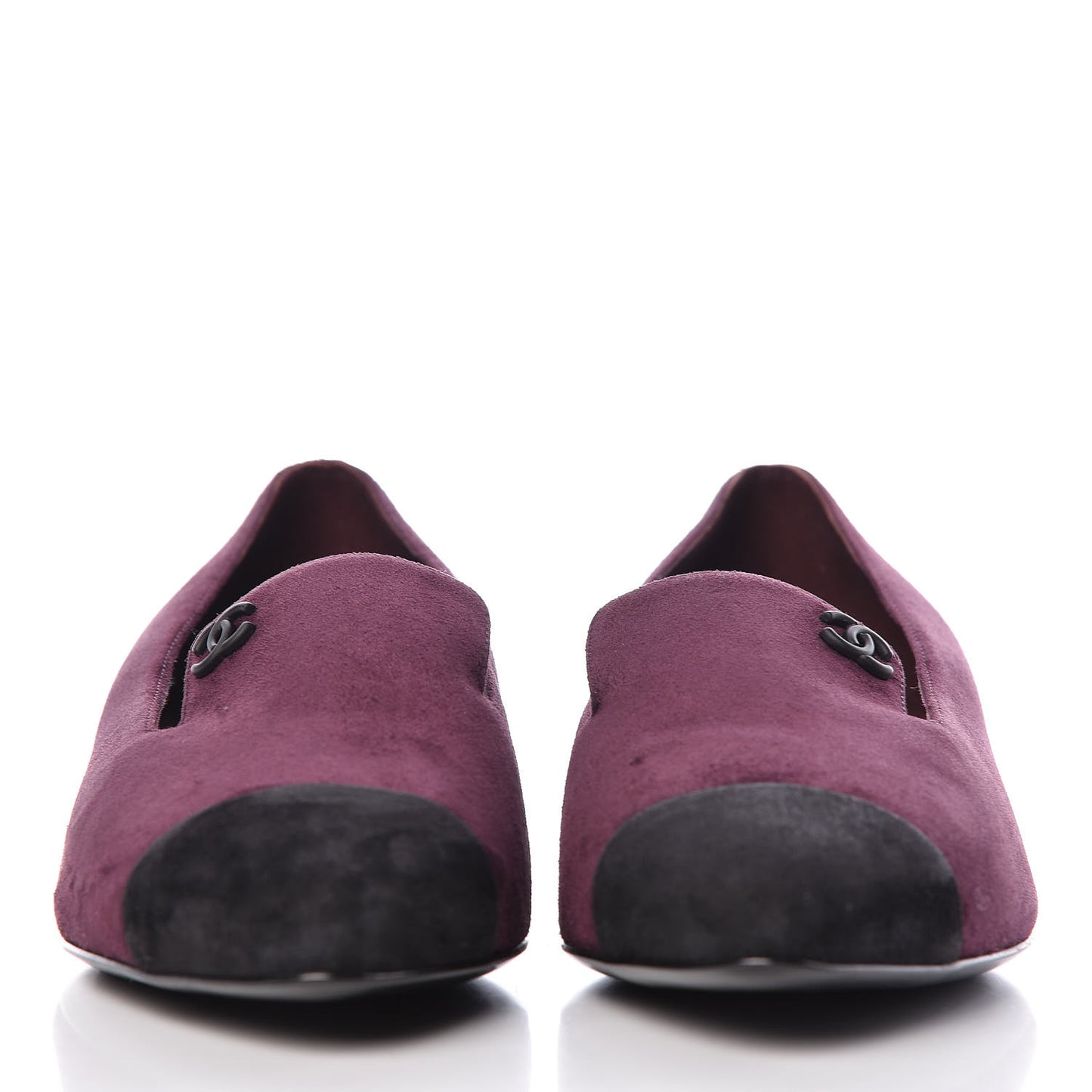 Suede Cap Toe Moccasin Loafers 36.5 Burgundy Black