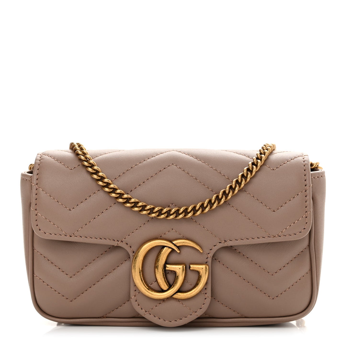 Calfskin Matelasse Super Mini GG Marmont Shoulder Bag Porcelain Rose