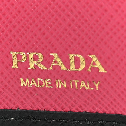Prada Saffiano Colour Metal Compact Wallet Black Hibiscus 6 of 6