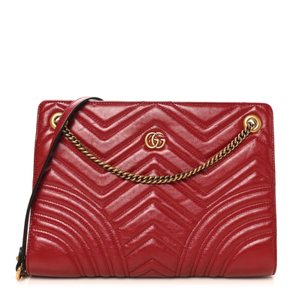 Gucci Azalea Calfskin Matelasse Heart Medium GG Marmont Slim Shoulder Bag Romantic Cerise 12 of 12
