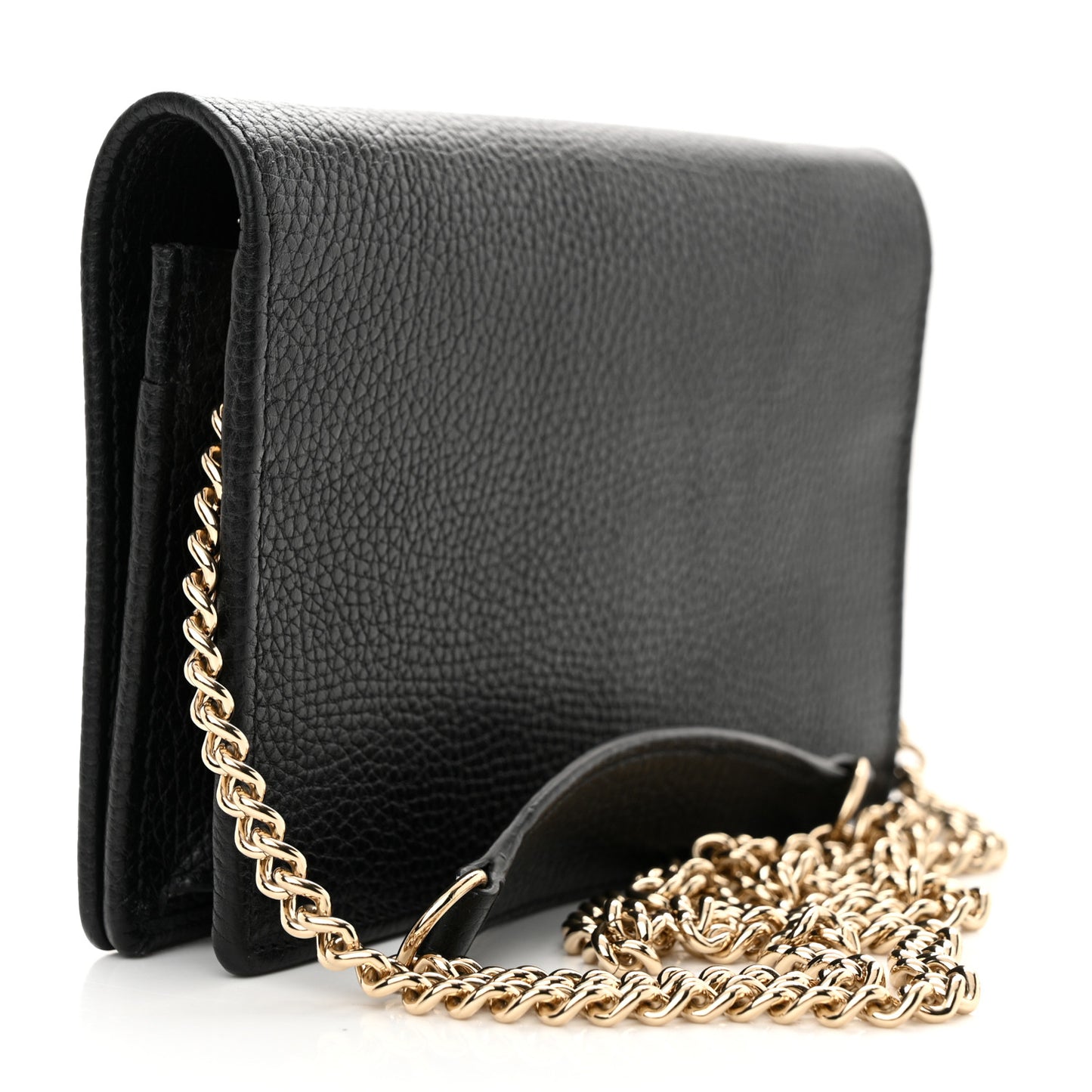 Pebbled Calfskin Soho Wallet On Chain Black