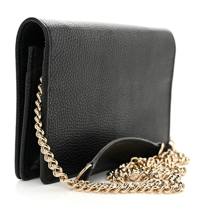 Gucci Pebbled Calfskin Soho Wallet On Chain Black 3 of 10