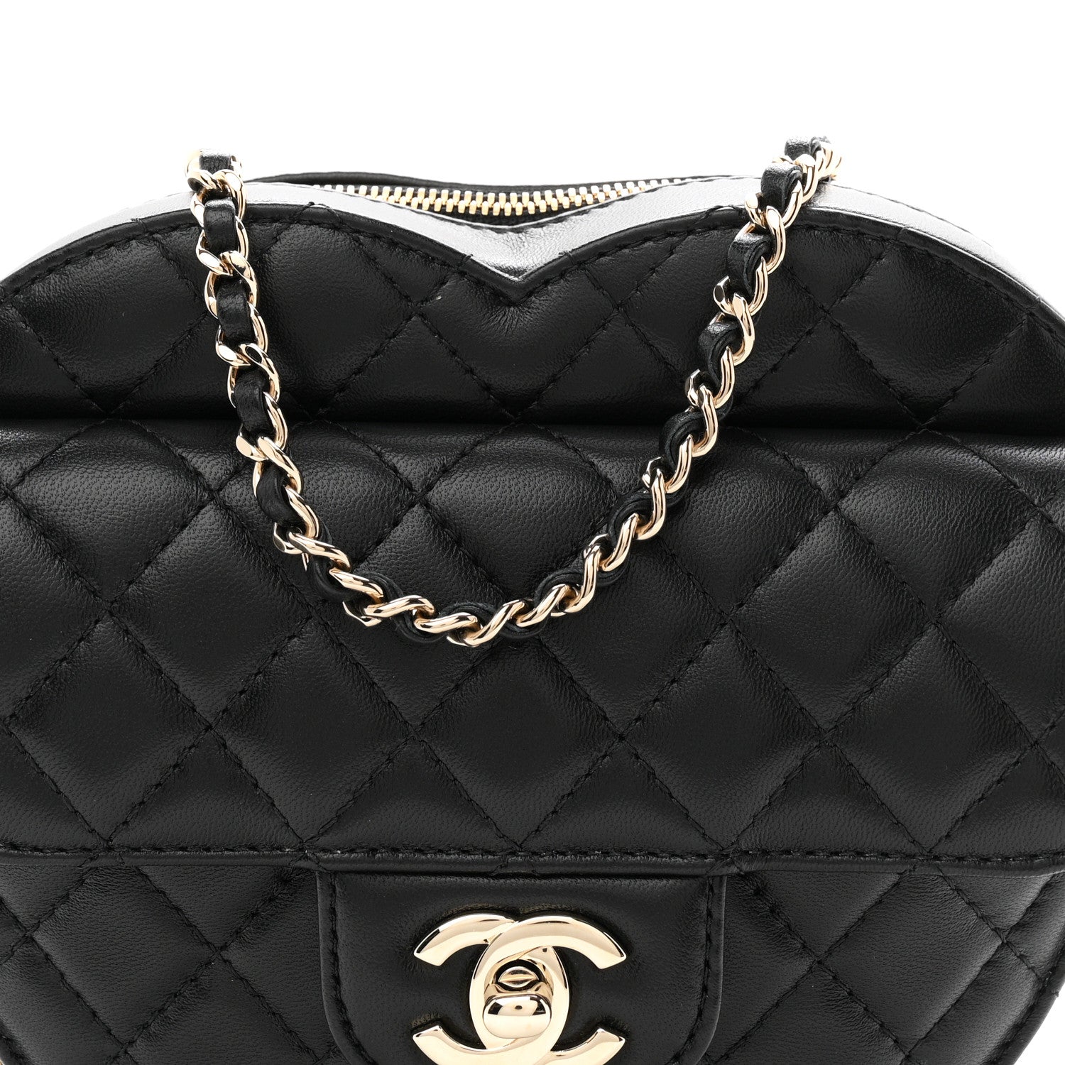 Chanel Lambskin Quilted Large CC In Love Heart Bag Black 8 of 11
