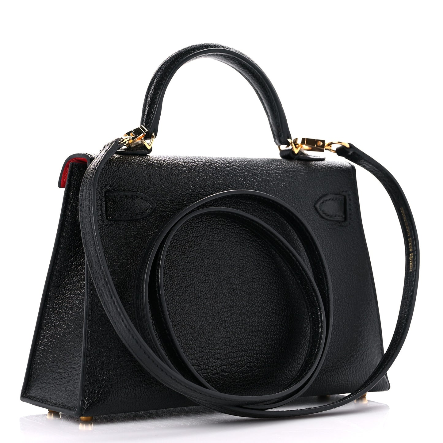 Chevre Mysore Horseshoe Mini Kelly Sellier 20 Black Rouge De Cour