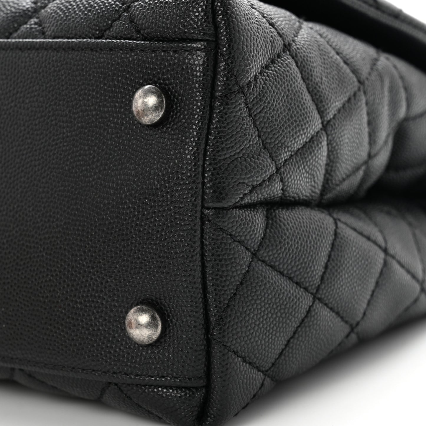 Caviar Lizard Quilted Small Coco Handle Flap Black