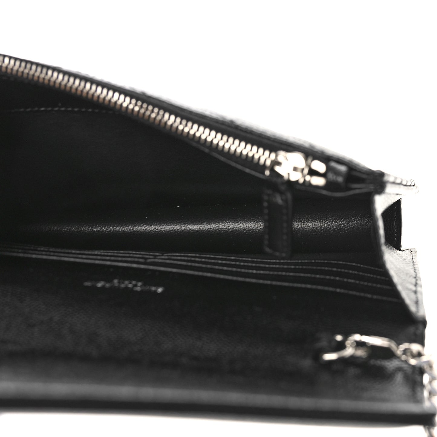 Grain De Poudre Matelasse Chevron Monogram Envelope Chain Wallet Black