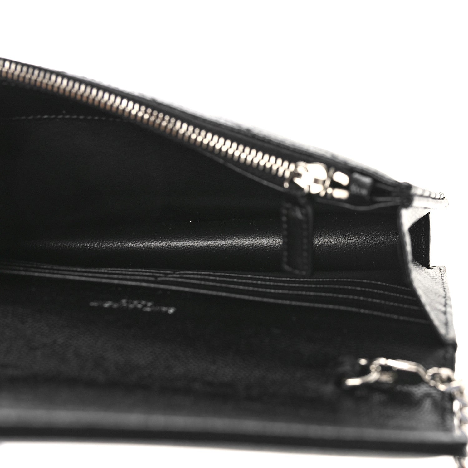 Saint Laurent Grain De Poudre Matelasse Chevron Monogram Envelope Chain Wallet Black 5 of 8