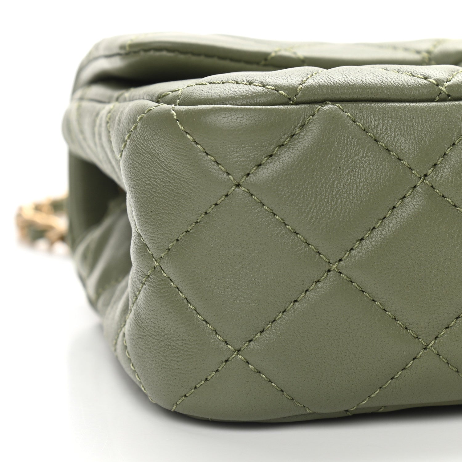 Chanel Lambskin Quilted Mini Rectangular Pearl Crush Flap Green 7 of 8