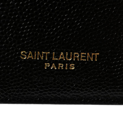 Saint Laurent Grain De Poudre Matelasse Chevron Monogram Zipped Two-Part Wallet Black 6 of 8
