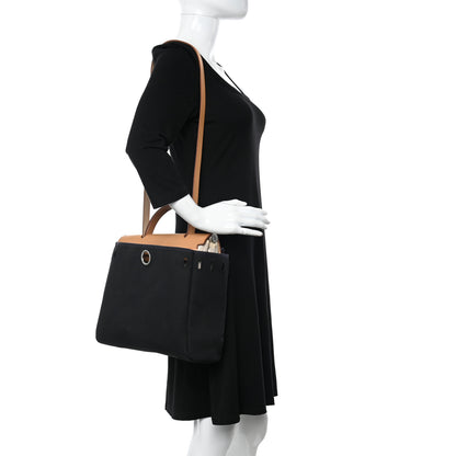 Hermes Toile Vache Calfskin Herbag 30 PM Black Natural 3 of 12