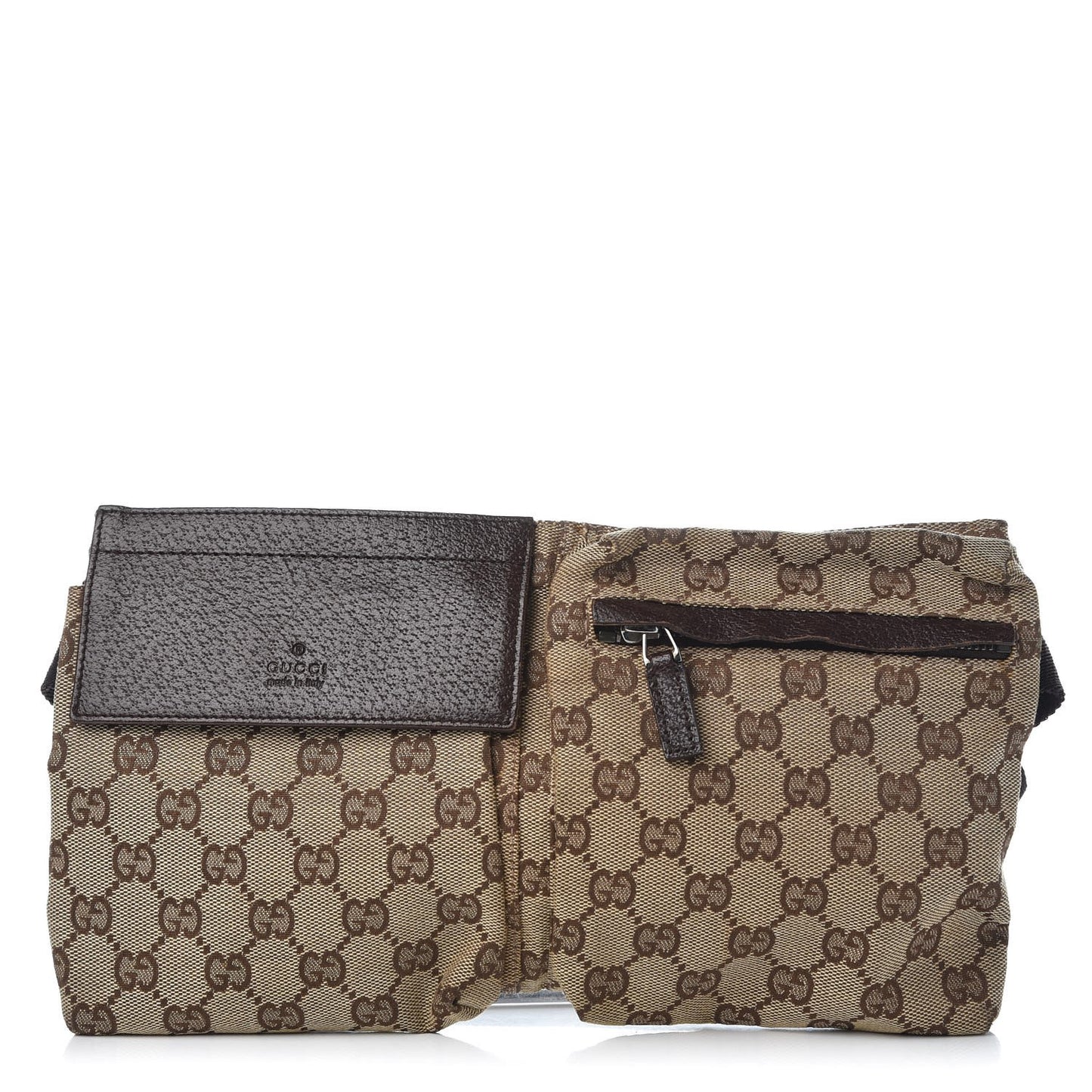 GG Monogram Double Pocket Belt Bag Dark Brown