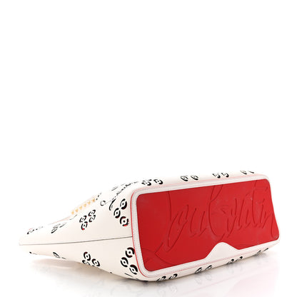 Christian Louboutin Calfskin Perforated Large Loubinthesky Cabarock Spikes Tote Snow 4 of 9