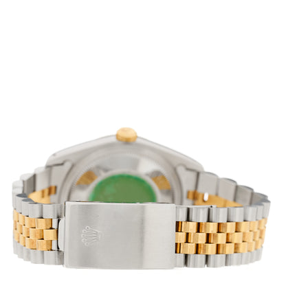 Rolex Stainless Steel 18K Yellow Gold Diamond 36mm Oyster Perpetual Datejust Watch Black 16233 3 of 4