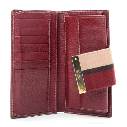 Gucci Monogram Calfskin Ladies Web Long Wallet Beige Ebony Bordeaux 5 of 9