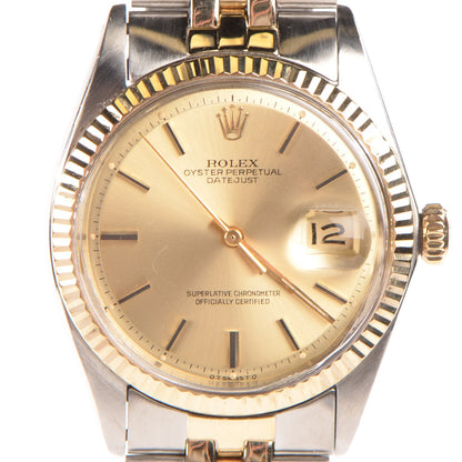 Rolex Stainless Steel 18K Yellow Gold 36mm Oyster Perpetual Datejust Watch Champagne 1601 1 of 9