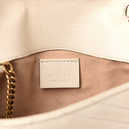 Gucci Calfskin Matelasse Super Mini GG Marmont Shoulder Bag White 6 of 13