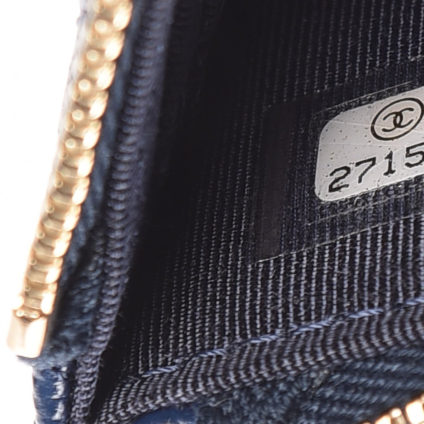Iridescent Caviar Quilted Classic Zip Pouch Navy