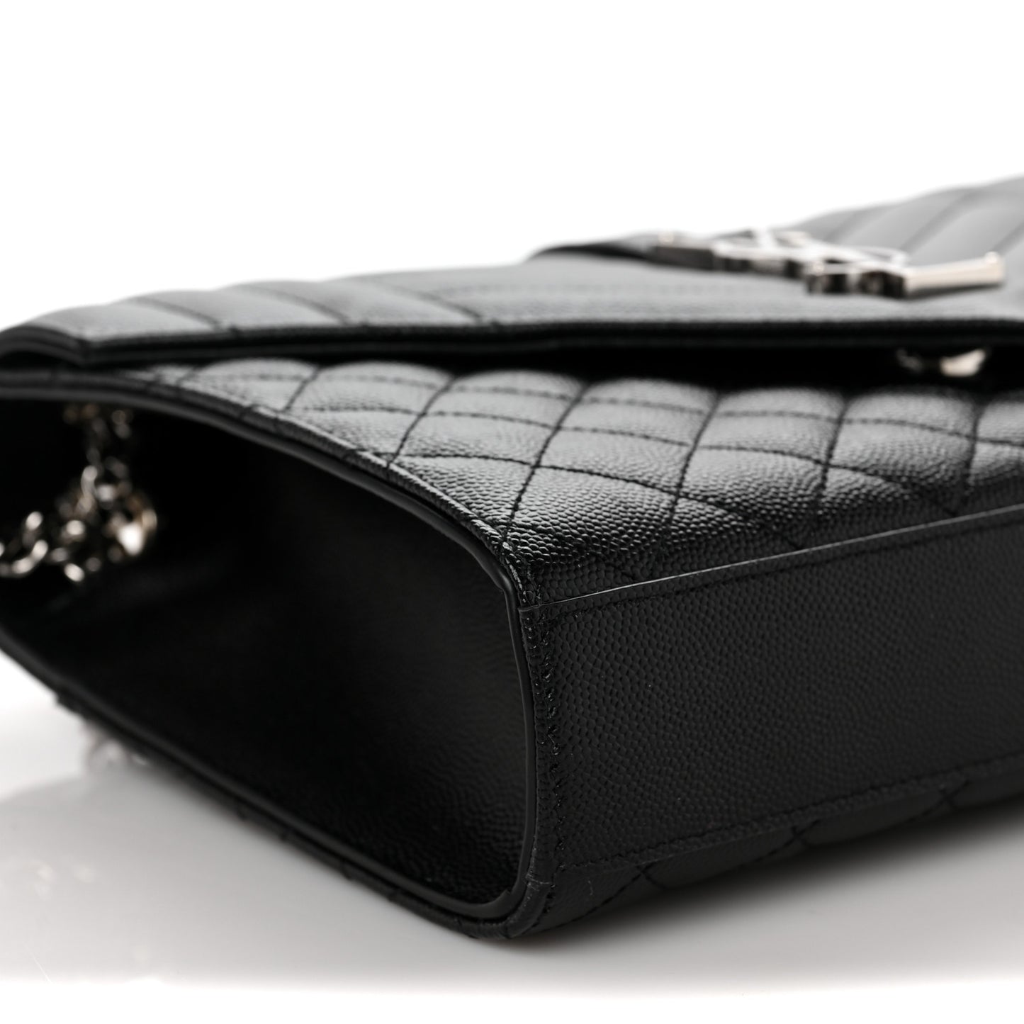 Grain De Poudre Textured Mixed Matelasse Triquilt Medium Monogram Satchel Black