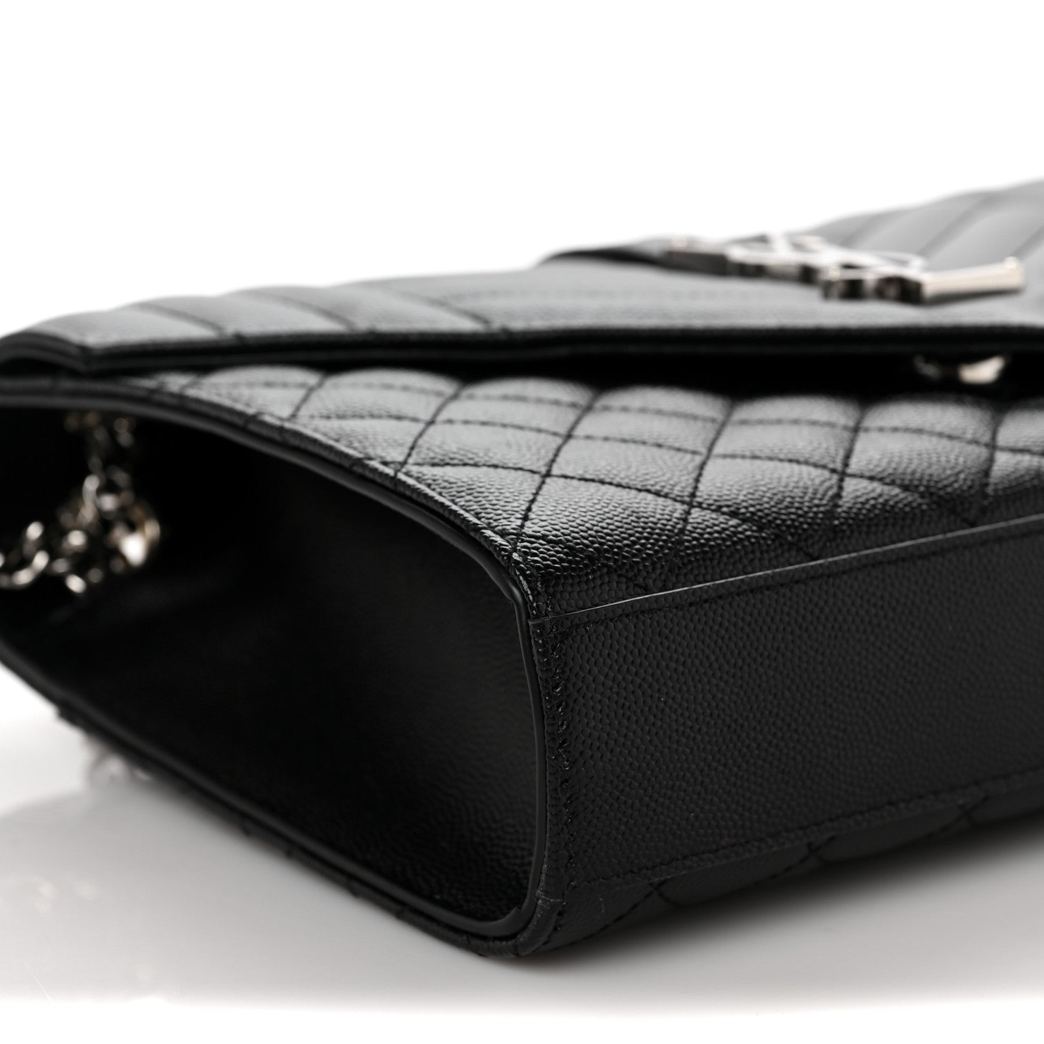 Saint Laurent Grain De Poudre Textured Mixed Matelasse Triquilt Medium Monogram Satchel Black 6 of 8