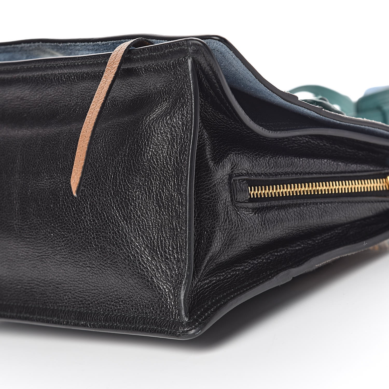 Prada Glace Calfskin Suede Etiquette Shoulder Bag Cannella Pavone 9 of 12