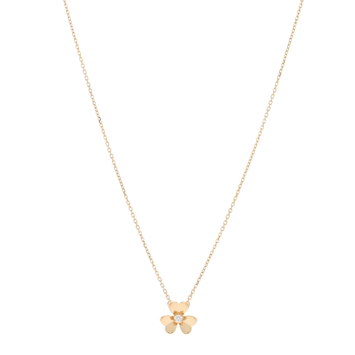Van Cleef & Arpels 18K Yellow Gold Diamond Mini Frivole Pendant Necklace 1 of 5