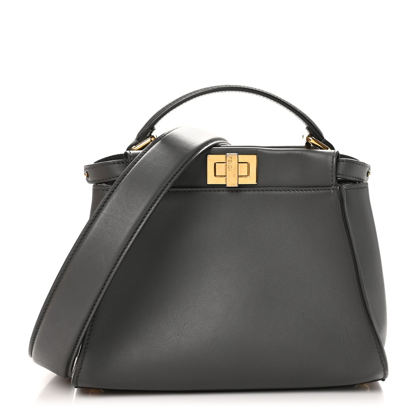 Vitello Seta Chenille FF Mini Peekaboo Iconic Satchel Anthracite Asfalto