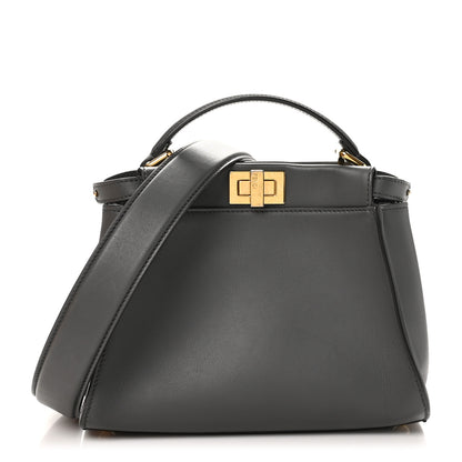 Fendi Vitello Seta Chenille FF Mini Peekaboo Iconic Satchel Anthracite Asfalto 1 of 11