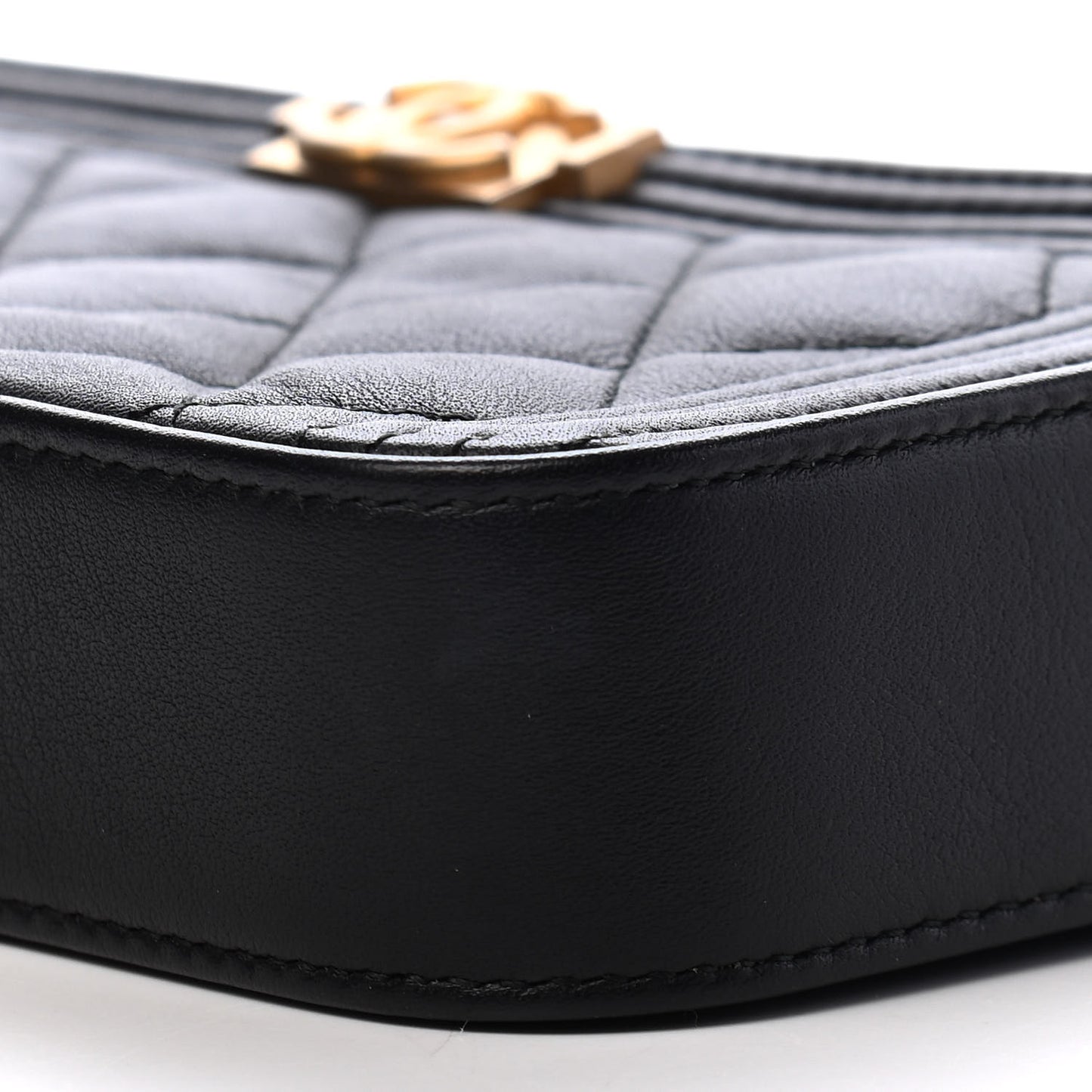 Calfskin Quilted Small Boy Clutch With Chain Black