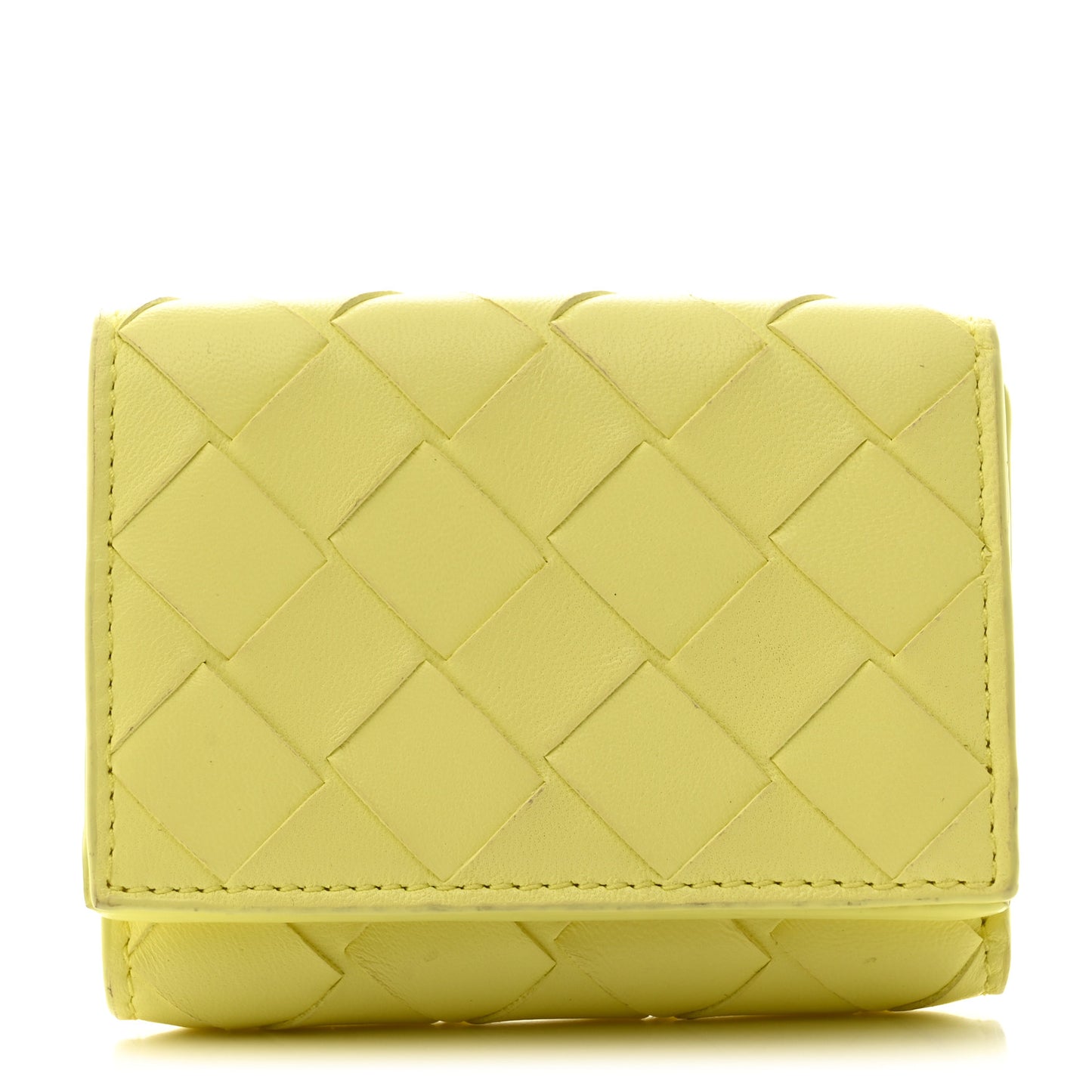 Nappa Intrecciato Trifold Wallet Kiwi