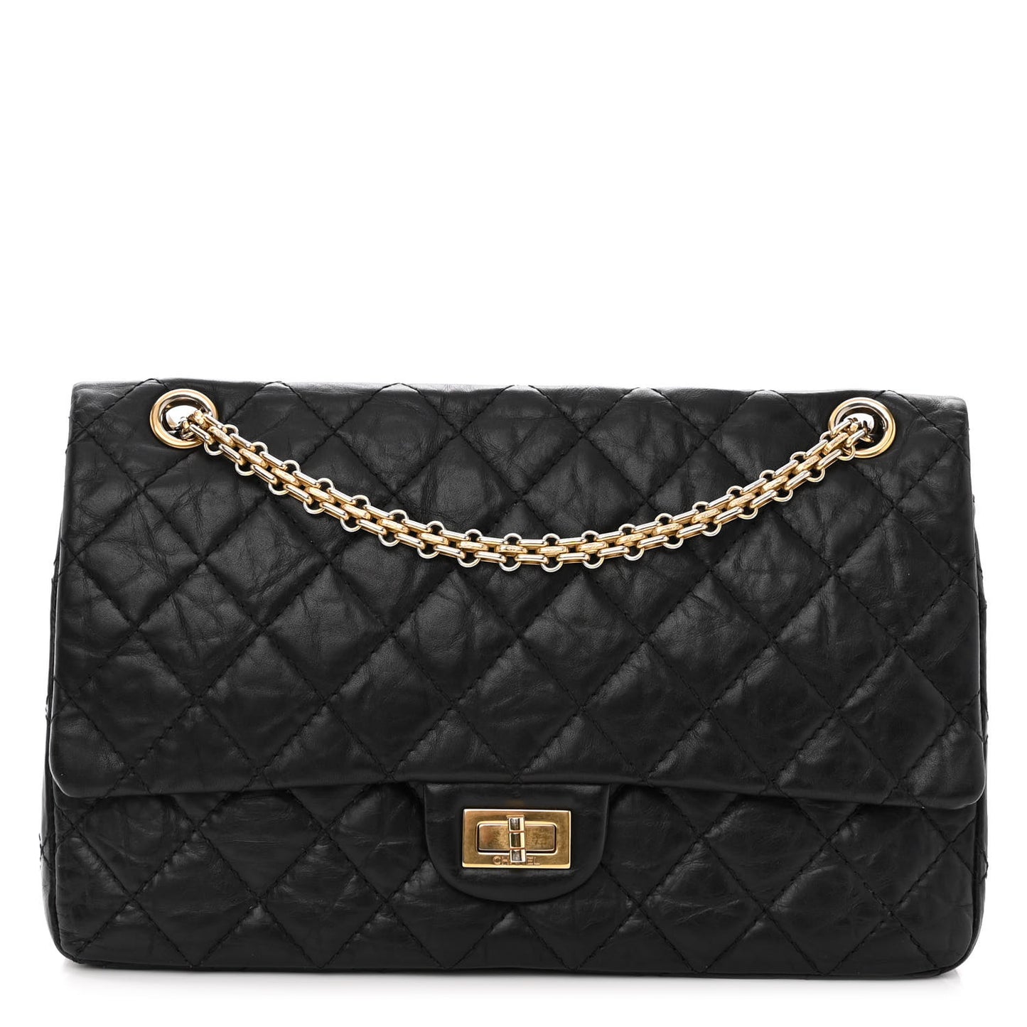 Aged Calfskin Quilted 2.55 Reissue 226 Flap Black