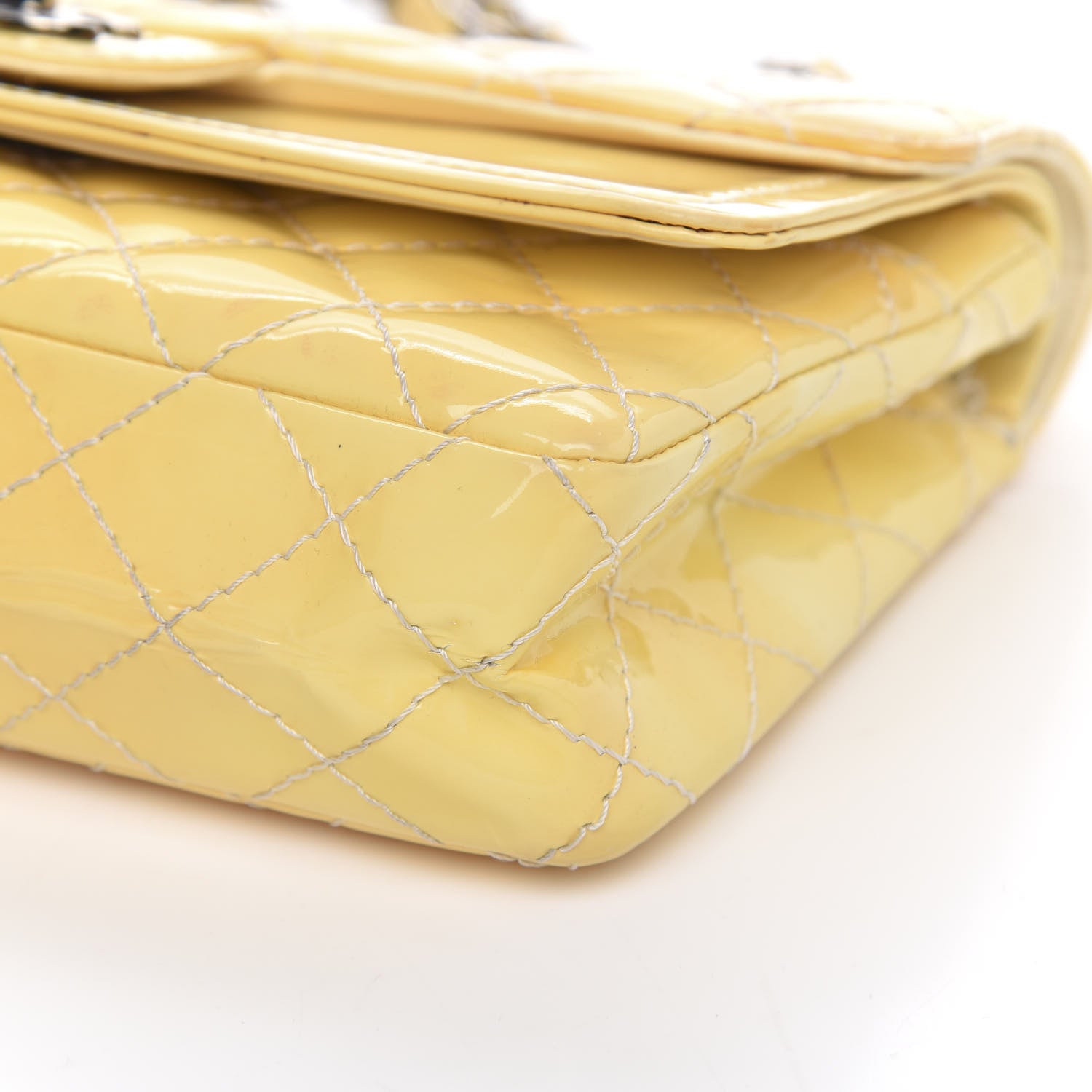 Chanel Patent Quilted Medium Double Flap Yellow 10 of 16