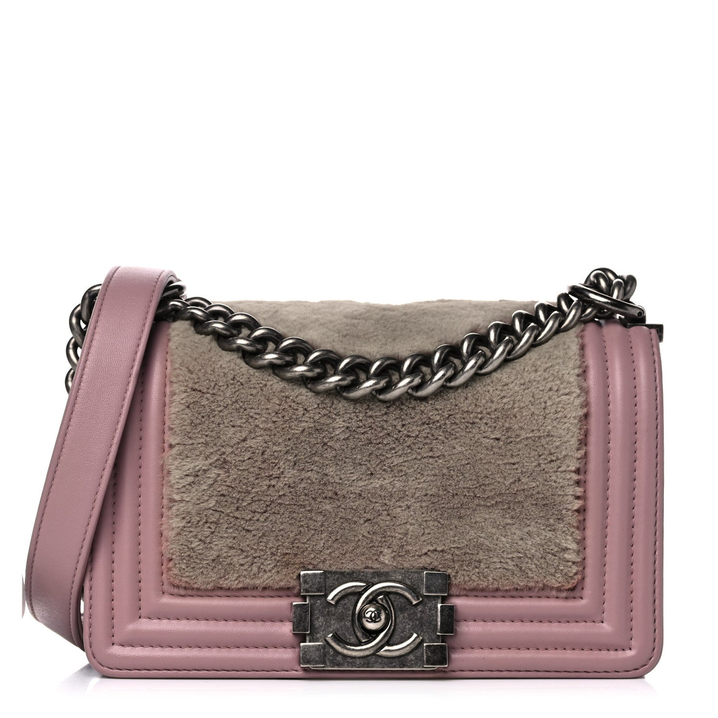 Fur Calfskin Small Boy Flap Pink