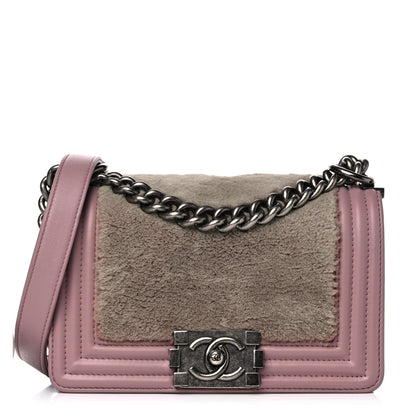 Chanel Fur Calfskin Small Boy Flap Pink 1 of 16