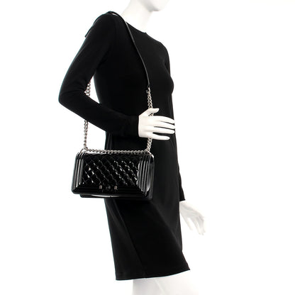 Chanel Patent Calfskin Quilted Medium Plexiglass Boy Flap Black 2 of 10