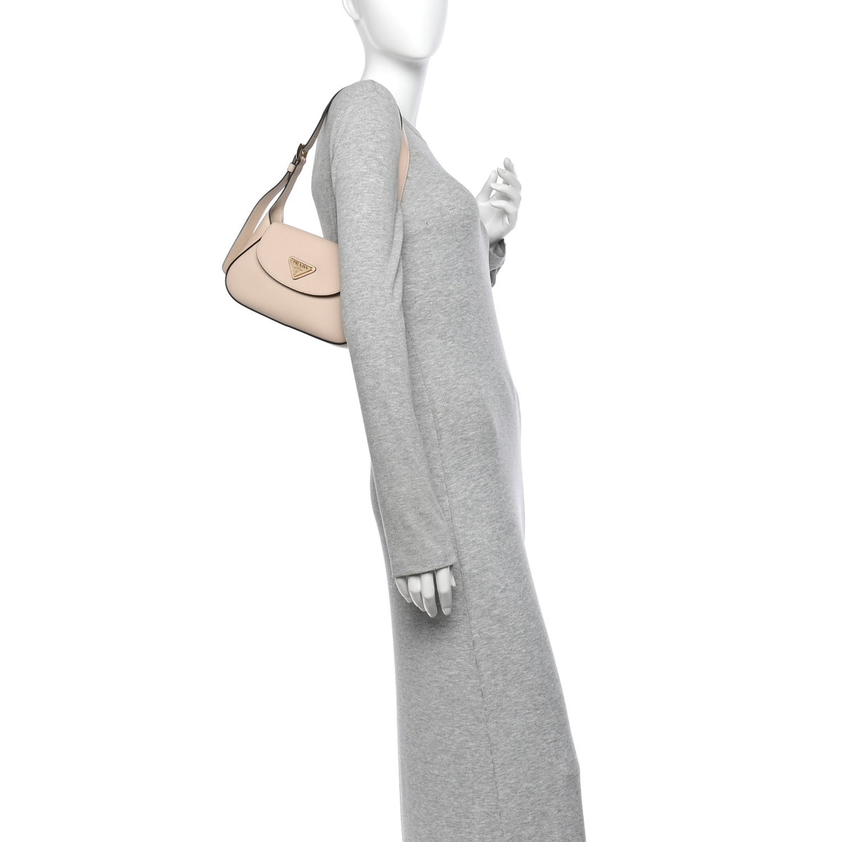 Prada City Calf Flap Shoulder Bag Travertino 2 of 9