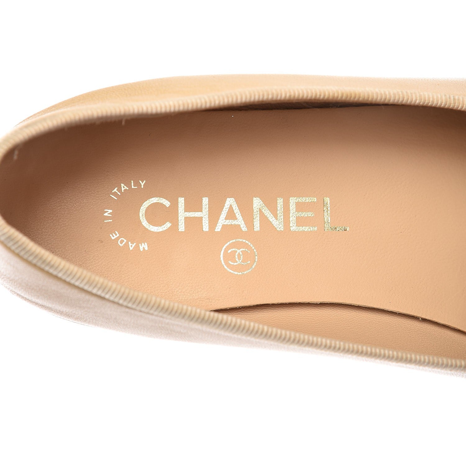Chanel Lambskin Cap Toe Ballerina Flats 35.5 Beige Black 9 of 11