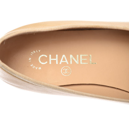 Chanel Lambskin Cap Toe Ballerina Flats 35.5 Beige Black 9 of 11
