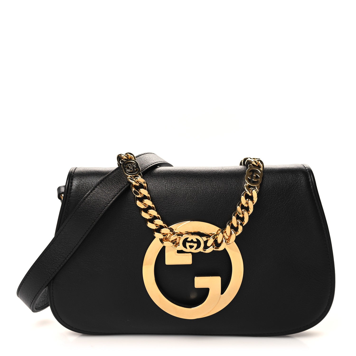 Gucci Roxy Calfskin Blondie Chain Shoulder Flap Bag Black 1 of 10