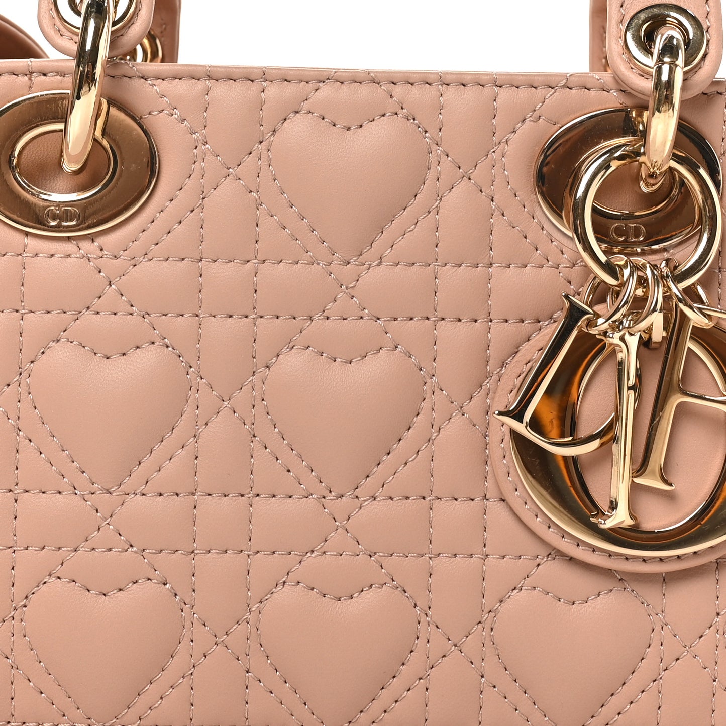 Lambskin Cannage Heart Medium Lady D-Joy Rose Des Vents
