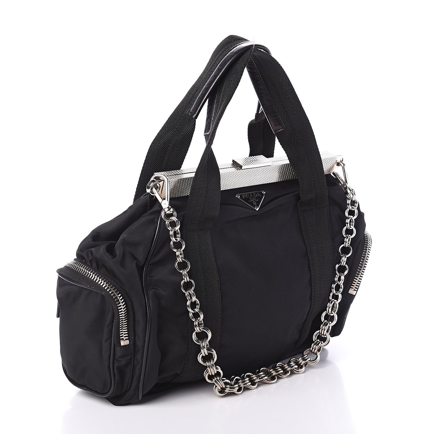 Tessuto Nylon Frame Satchel Black