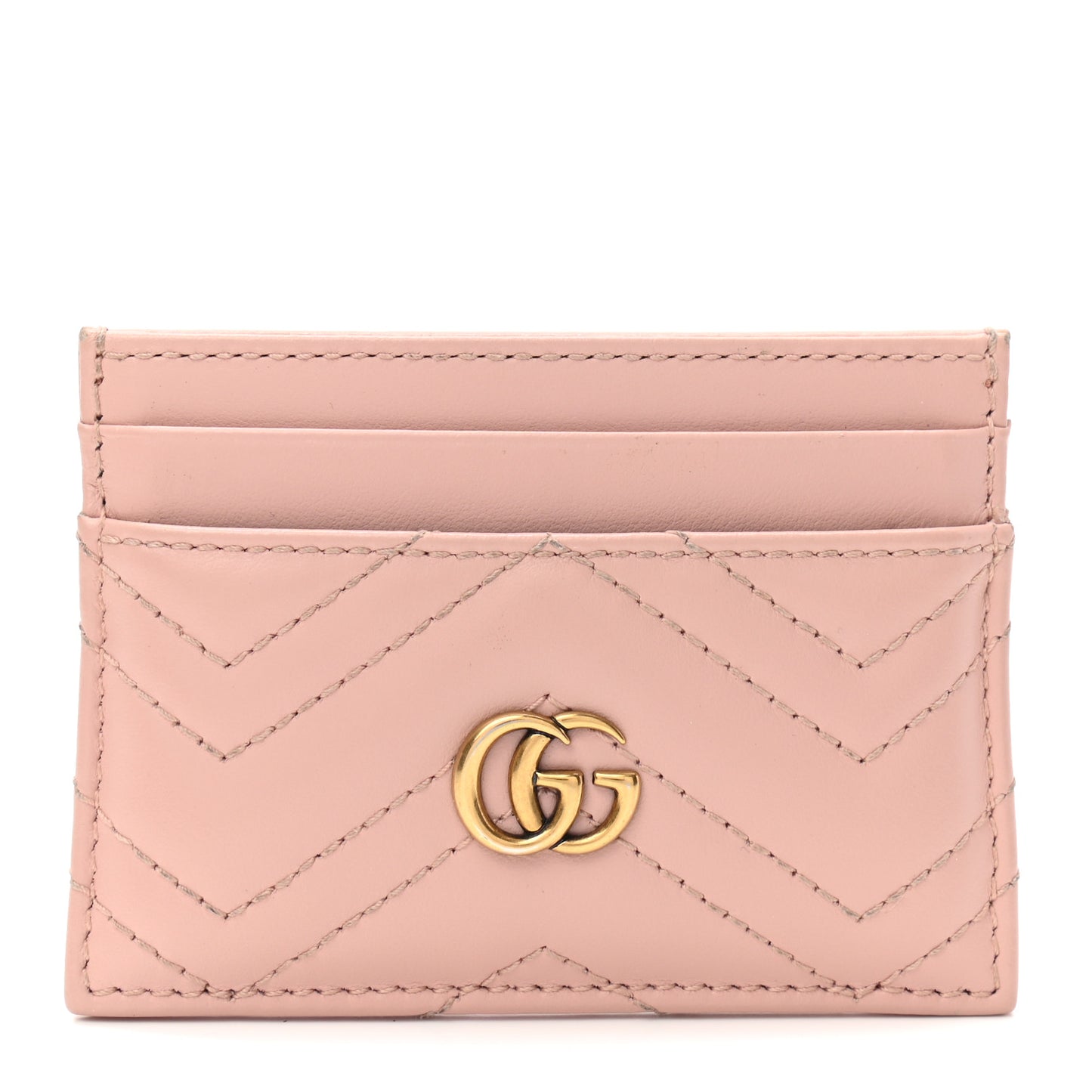 Calfskin Matelasse GG Marmont Card Holder Perfect Pink
