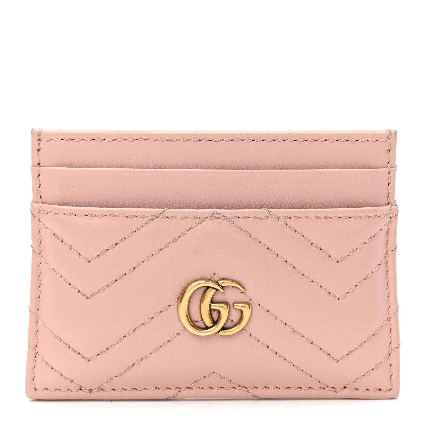 Gucci Calfskin Matelasse GG Marmont Card Holder Perfect Pink 1 of 6