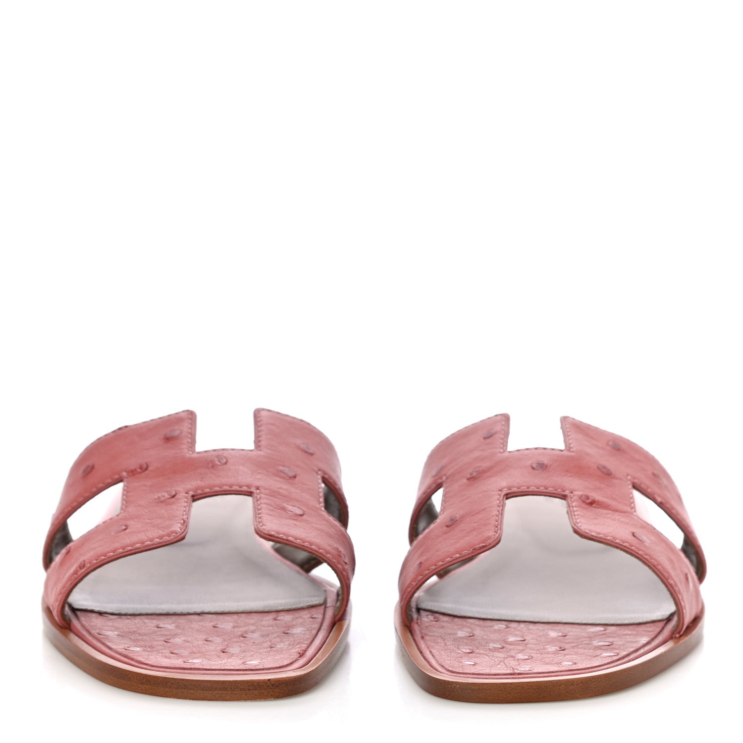 Hermes Ostrich Oran Sandals 38 Rouge Blush 2 of 11