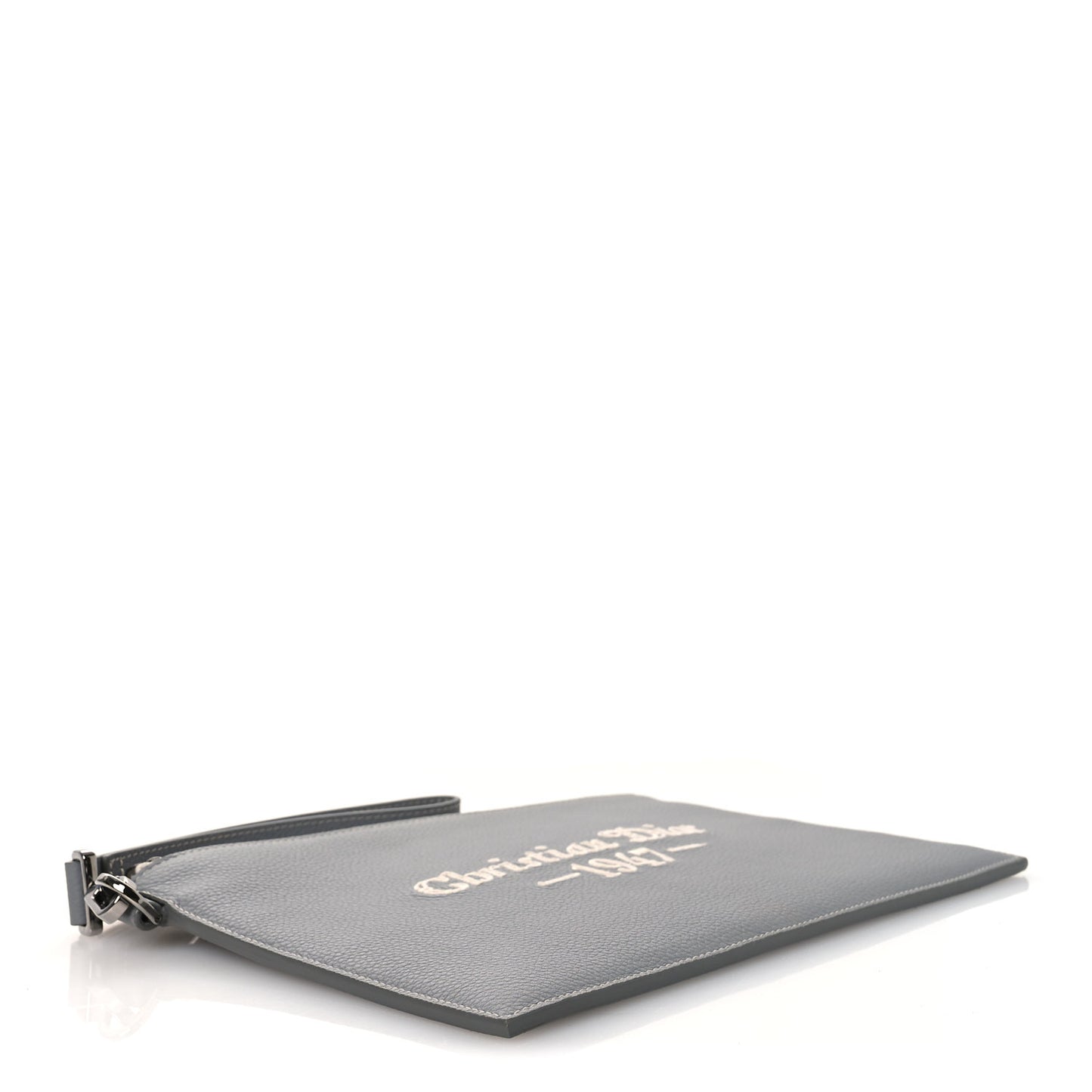 Grained Calfskin 1947 Signature A5 Pouch Grey White