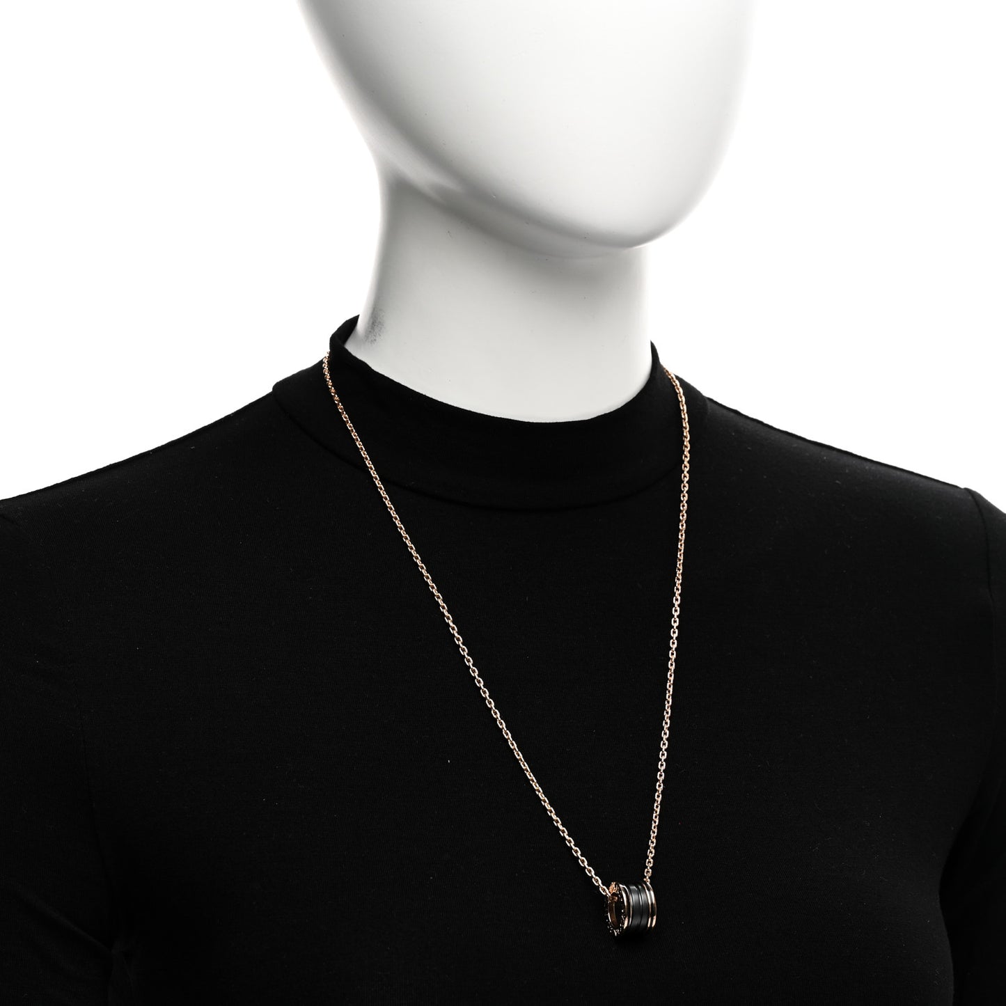 18K Rose Gold Black Matte Ceramic B.Zero1 Pendant Necklace