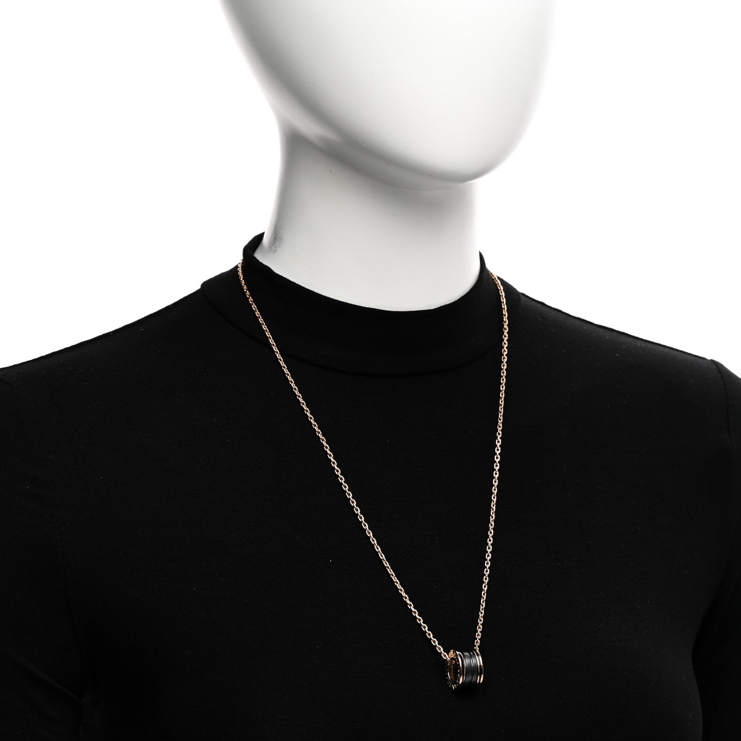 Bulgari 18K Rose Gold Black Matte Ceramic B.Zero1 Pendant Necklace 2 of 4